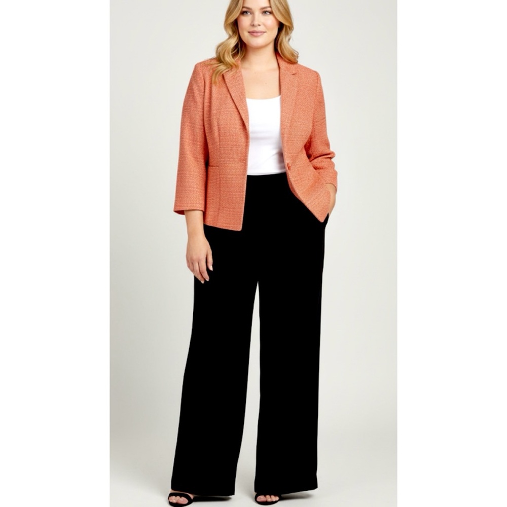 VINTAGE JUDITH HART 20W 1X CAREER BLAZER 2 BUTTON CORAL WOVEN COTTON BLEND NEW